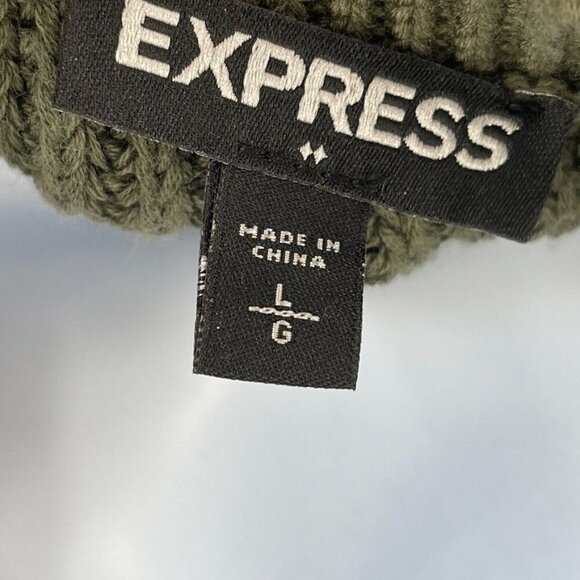 Express Cropped Ribbed Sweater Knit Halter Tank Top Sleeveless Olive Green Large - Picture 5 of 6